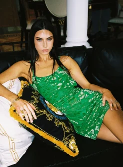 Princess Polly Burn Out Velvet Mini Dress  Green Shop