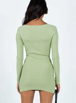 Princess Polly Byer Long Sleeve Mini Dress  Sage Sale
