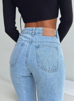 Princess Polly Cabarita Lounge Denim Jeans  Mid Wash Sale