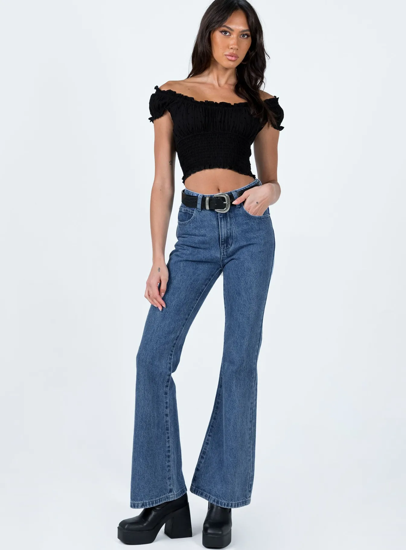 Princess Polly Cabarita Lounge Denim Jeans Dark Wash Cheap
