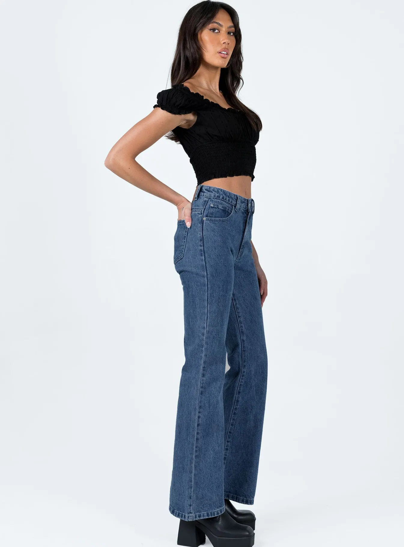 Princess Polly Cabarita Lounge Denim Jeans Dark Wash Cheap