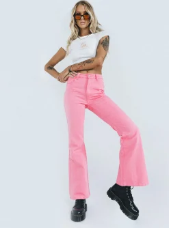 Princess Polly Cabarita Lounge Denim Jeans  Pink Flash Sale