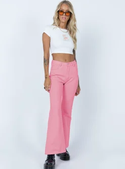 Princess Polly Cabarita Lounge Denim Jeans Pink Flash Sale