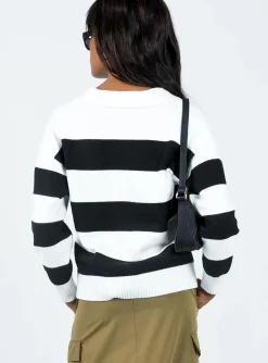 Princess Polly Caird Polo Sweater  Black/White New