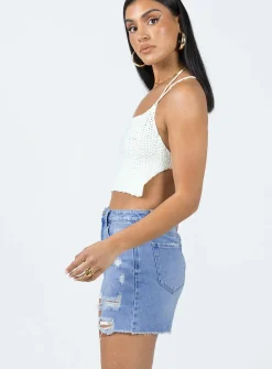Princess Polly Cairo Rippedshorts  Denim Cheap