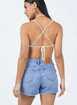 Princess Polly Cairo Rippedshorts  Denim Cheap