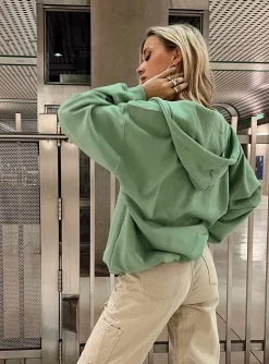 Princess Polly Calder Zip Hoodie Green Best Sale