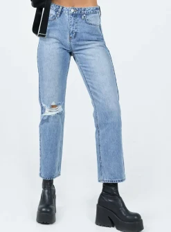 Princess Polly Calisto Straight Leg Jean Light Wash  Denim Discount