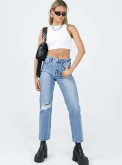 Princess Polly Calisto Straight Leg Jean Light Wash  Denim Discount