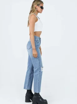 Princess Polly Calisto Straight Leg Jean Light Wash  Denim Discount
