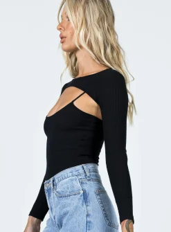 Princess Polly Calla Long Sleeve Bodysuit Black Discount
