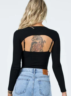 Princess Polly Calla Long Sleeve Bodysuit Black Discount