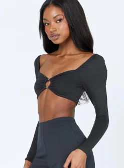 Princess Polly Callan Long Sleeve Top  Black Outlet