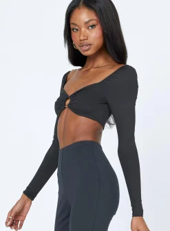 Princess Polly Callan Long Sleeve Top  Black Outlet