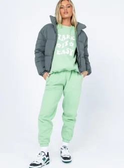Princess Polly Callanie Puffer Jacket  Green New