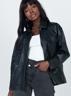 Princess Polly Callie Faux Leather Jacket  Black Fashion