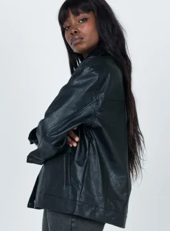 Princess Polly Callie Faux Leather Jacket  Black Fashion