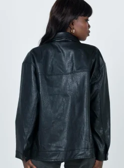 Princess Polly Callie Faux Leather Jacket  Black Fashion