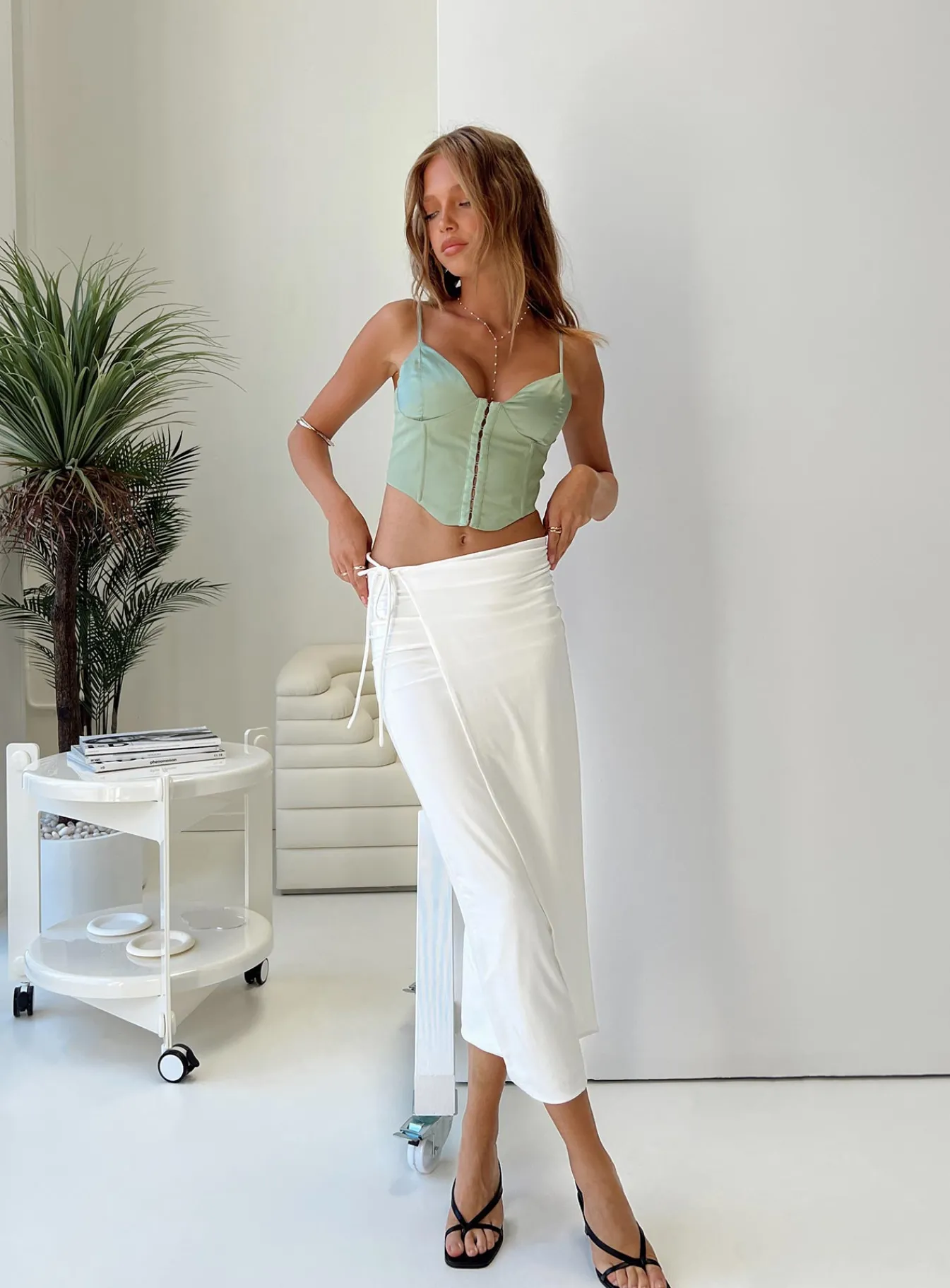 Princess Polly Callile Midi Wrap Skirt White Outlet