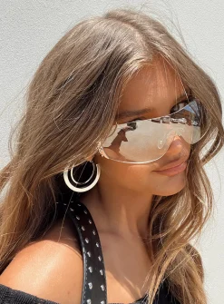 Princess Polly Callile Sunglasses  White Outlet