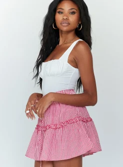 Princess Polly Callum Gingham Mini Skirt Red Outlet
