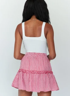 Princess Polly Callum Gingham Mini Skirt Red Outlet