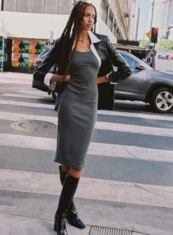 Princess Polly Camellia Midi Dress Slate  Grey Online