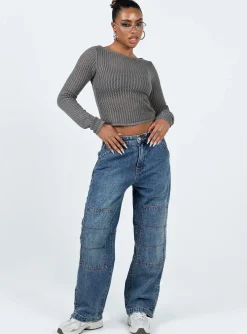 Princess Polly Camen Long Sleeve Top  Grey Best Sale