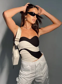 Princess Polly Carelli Strapless Top/ Beige   Black Best