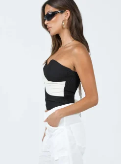Princess Polly Carelli Strapless Top/ Beige   Black Best
