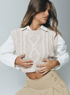 Princess Polly Carey Sweater Vest  Beige Fashion