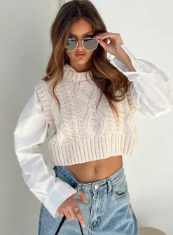 Princess Polly Carey Sweater Vest  Beige Fashion