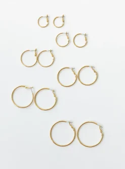 Princess Polly Cari Hoop Earring Pack  Gold Discount