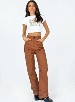 Princess Polly Carissa Wide Leg Denim Jeans Brown Hot
