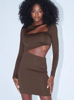 Princess Polly Carla Mini Dress  Brown Discount