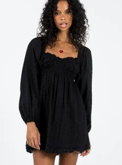 Princess Polly Carlita Long Sleeve Mini Dress  Black Store