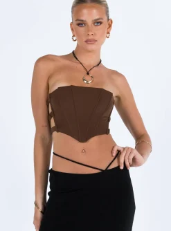 Princess Polly Carnlea Strapless Top  Brown Flash Sale