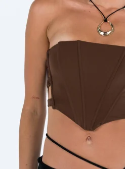 Princess Polly Carnlea Strapless Top Brown Flash Sale