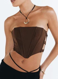 Princess Polly Carnlea Strapless Top Brown Flash Sale