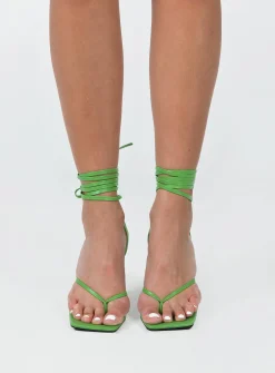 Princess Polly Caro Strappy Heels  Green Outlet