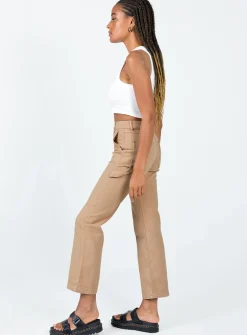 Princess Polly Carpenter Straight Leg Jeans  Brown Discount