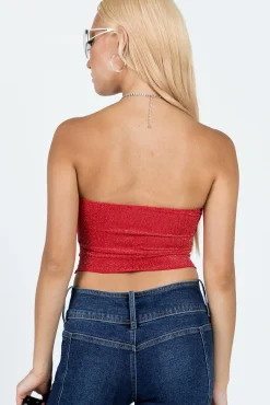 Princess Polly Carrow Strapless Top Red Clearance