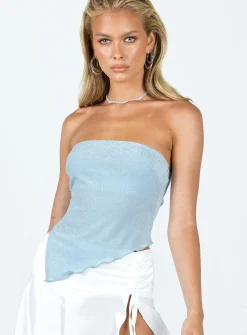 Princess Polly Carrow Strapless Top  Blue Store