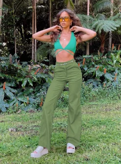 Princess Polly Carson Pants  Green Hot