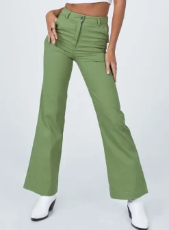Princess Polly Carson Pants  Green Hot