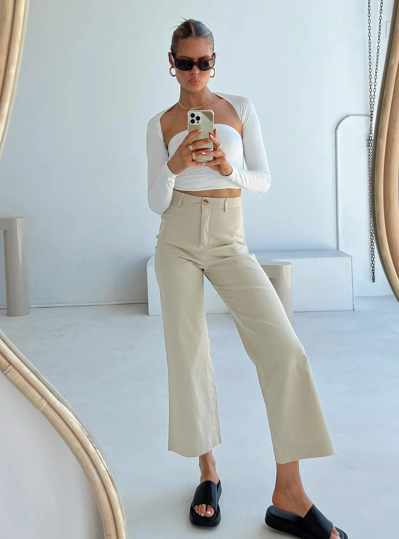Princess Polly Carter Pants Beige Shop