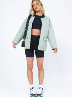 Princess Polly Carter Quilted Liner Jacket  Green Sale