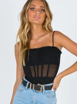 Princess Polly Cartia Bodysuit   Black Store