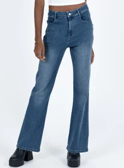 Princess Polly Carvalho Flare Jeans Mid Wash  Denim Best Sale