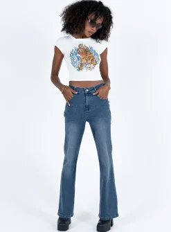 Princess Polly Carvalho Flare Jeans Mid Wash Denim Best Sale